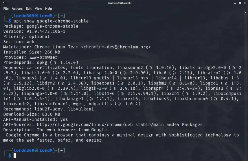 apt show google-chrome-stable
